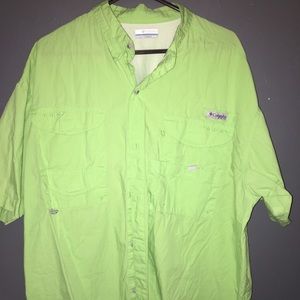 Green Columbia PFG button down fishing shirt